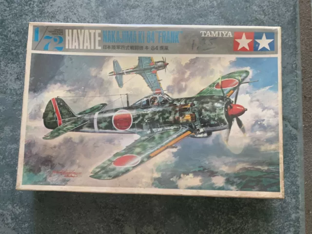 Vintage Tamiya 1/72 Hayate Nakajima Ki 84 Frank Airplane Model Kit w/ Decals