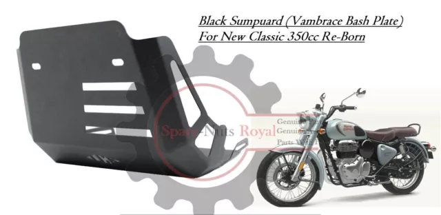 Nero "Sumpguard Vambrace Bash Plate" adatto per Royal Enfield New Classic 350