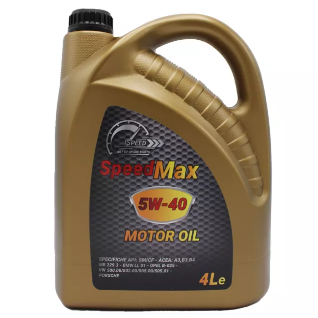 4 Litri Olio Motore Speed Max 5W40 Lubrificante Sintetico Multigrado