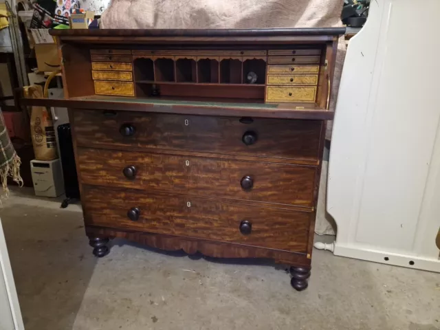 Antique Mahogany Secretaire Large Chest Of Drawers / Desk. Restoration Project.