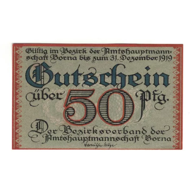 [#327067] Banknote, Germany, Borna Amtshauptmannschaft, 50 Pfennig, village 1, 1