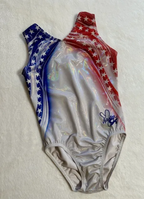 NASTIA LIUKIN Gymnastics Leotard GK Elite USA Patriotic FLAG Stars & Stripes  AS