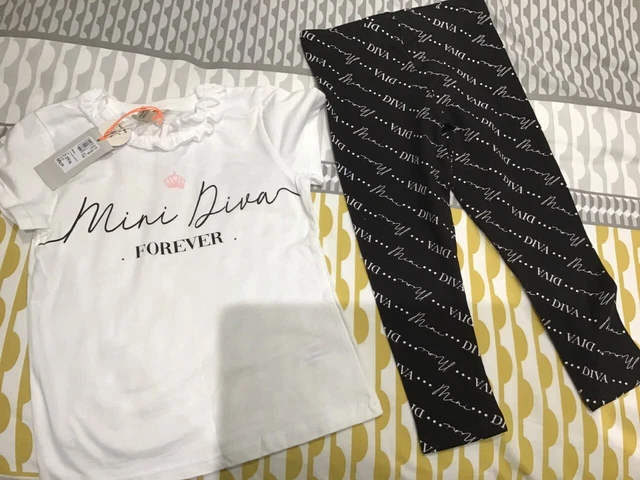 RIVER ISLAND Girls Top and Leggings AGE 2-3 YEARS Mini Diva GIFT Present XMAS.