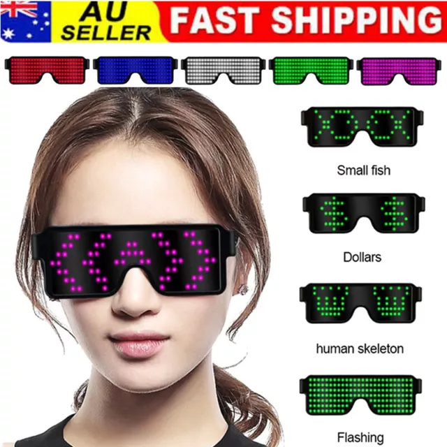 LED Glasses Light Up Glow Flashing Sunglasses Eyewear Nightclub Party 8 Models