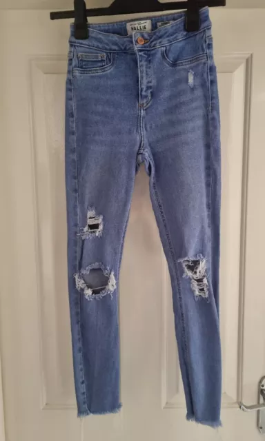 Girls Age 13 Years Blue New Look Hallie High Waist Super Skinny Ripped Jeans