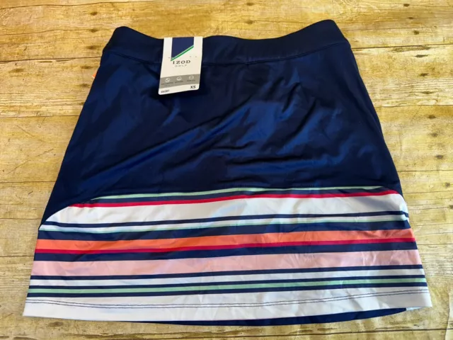 Izod Golf Skirt Skort Women's Xs Golf Tennis Yoga Wicking Blue Stripe ⭐️Nwt $64