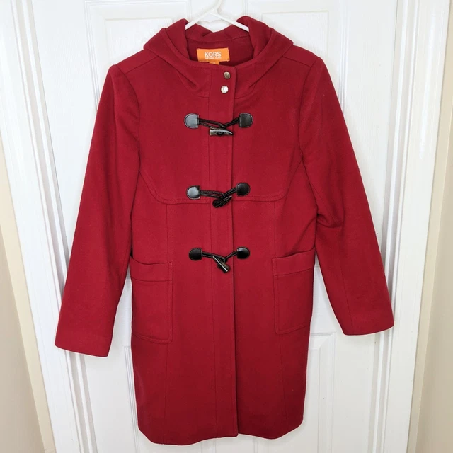 MICHAEL KORS WOMENS Chesterfield Coat US 10 Large Red Wool HW11