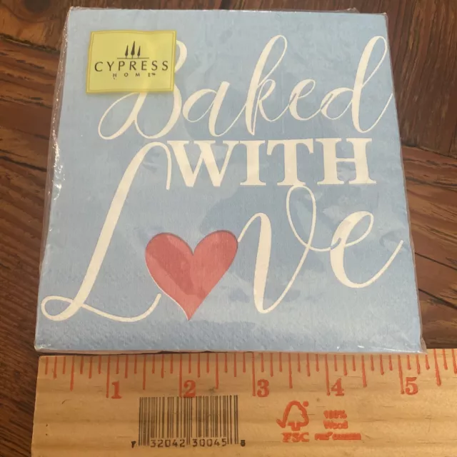 Cypress Home BAKED WITH LOVE Dessert Cocktail Napkins 5”X5” Pack Of 40 HEART 3