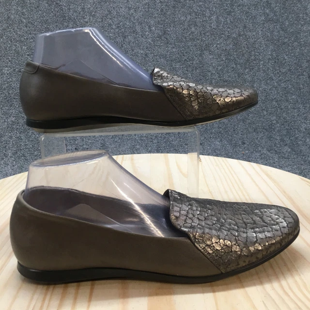 ECCO SHOES WOMENS 41 Touch Ballerina 2 Gray Leather Slip On
