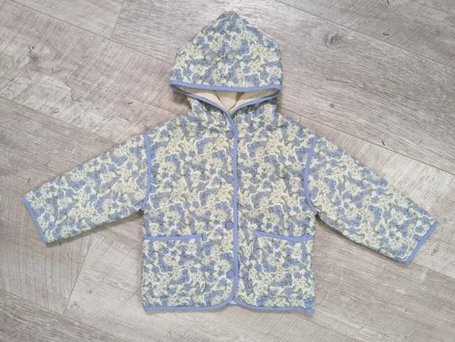 Bnwt Girls Zara Floral Cotton Padded Hooded Jacket - Lilac.  Age 2/3 Years. 98Cm
