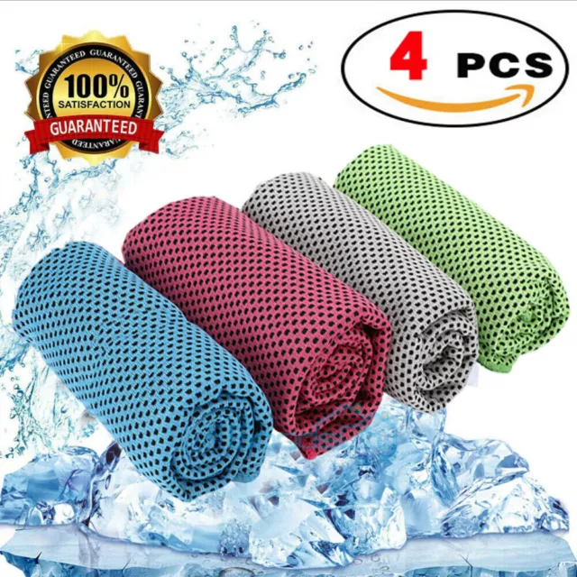 4X Cooling Towel Sporthandtuch Fitnesshandtuch Abkühlung kühlendes Handtuch DE