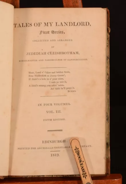 1819 4vol Tales of My Landlord First Series Jedediah Cleishbotham Scott Fifth Ed 3