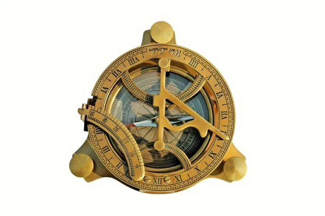 Antique Brass Sundial Compass 3" Nautical Maritime Vintage Style Decorative Gift