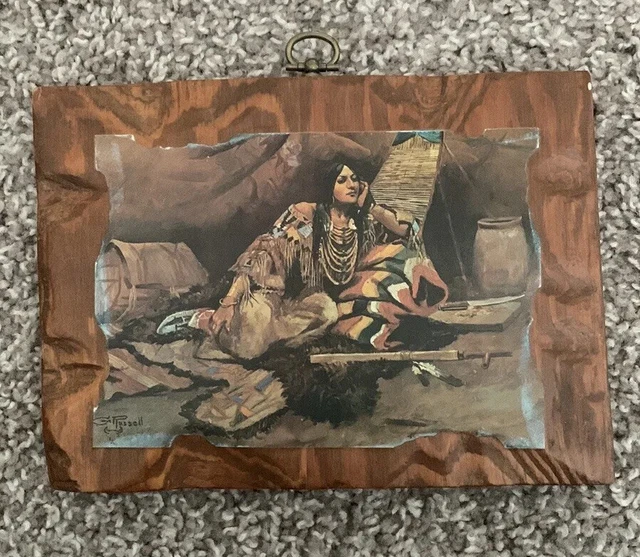 Keeoma print By Charles Russell on wood frame