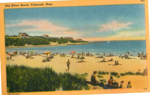 1952 Postcard Old Silver Beach Falmouth Massachusetts Linen Color