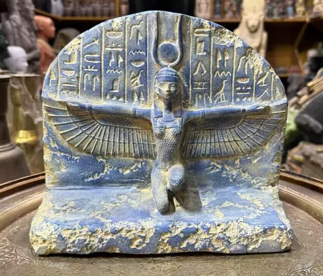 RARE ANCIENT EGYPTIAN ANTIQUITIES Statue Goddess ISIS Winged Made Heavy Stone BC