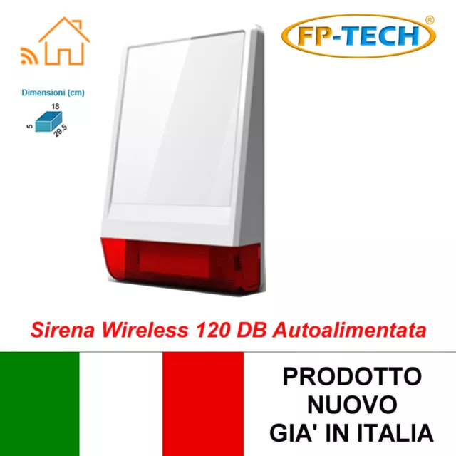 Sirena Esterna Autoalimentata Wireless Lampeggiante Antifurto Allarme Batteria