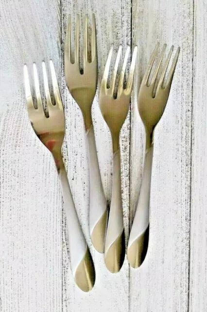 Cambridge Silversmiths Stainless Flatware SWIRL SAND Set of 4 Salad Fork (s)