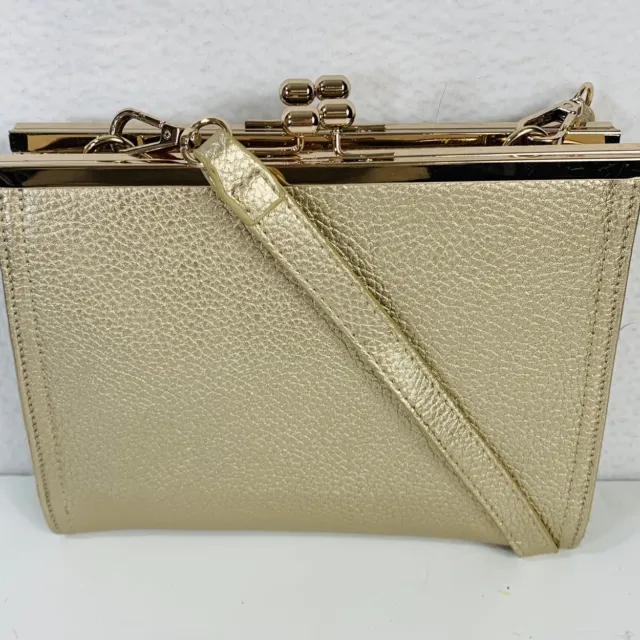 Retro Frame Purse Golden Pebble Style Handbag Double Kiss Clasps Regency Glam
