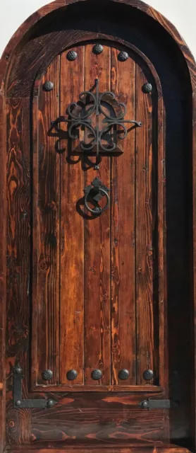 Rustic Spanish reclaimed lumber arched top door solid wood storybook castle