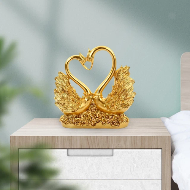 Amour Cygne Statue Sculpture Paire de Cygne Figurines Résine Artisanat pour