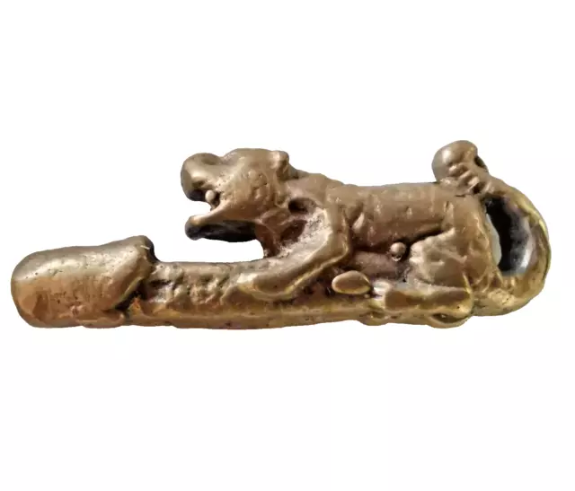 Amulet Tiger riding Palad Kik Takrud Powerful Holy Magic Talisman brass material