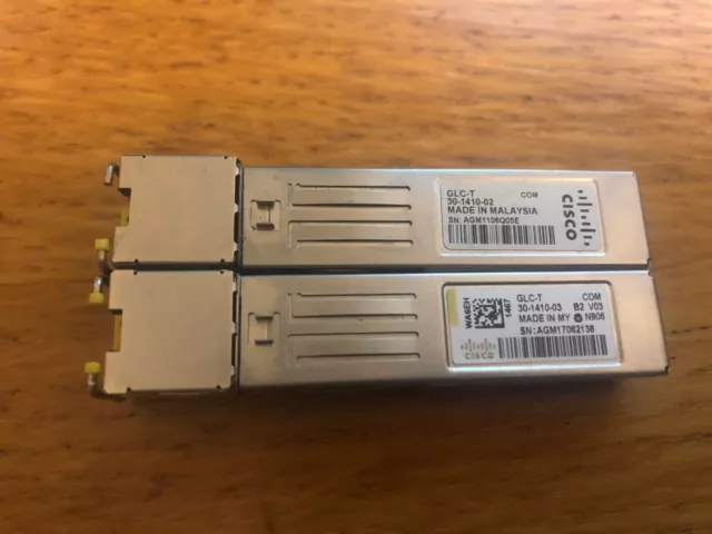 Cisco 30-1410-03 1000BASE-T SFP GBIC GLC-T RJ45 Transceiver x2 pack