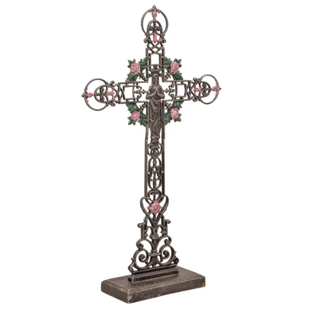 XXL 88cm cruz crucifijo estilo antiguo decoración de hierro de pie altar iglesia 3