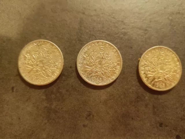 lot de pièces de 5 francs semeuses argent