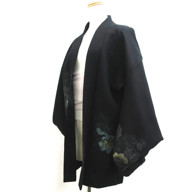 8975C3 Silk Vintage Japanese Kimono Haori Jacket Peony