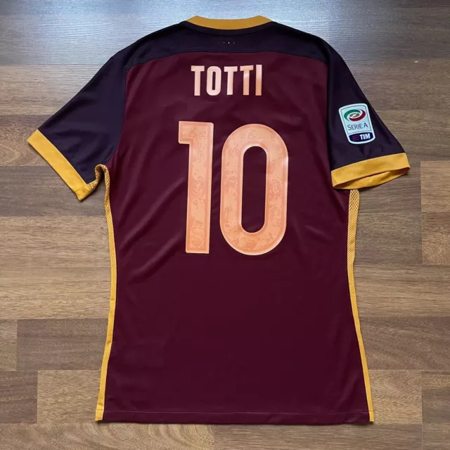 As Roma Nike 2015/2016 Fussball Authentisches Trikot #10 Totti Grösse ""M"" 658923-678
