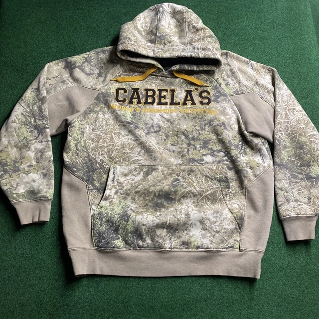 Vintage Cabelas Hoodie Mens Large Multicolor Camo Hunting Fishing Sweatshirt