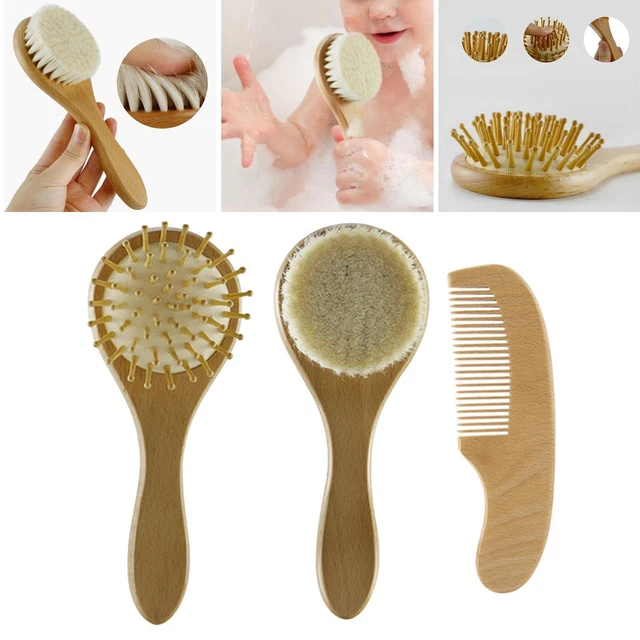 Lot de 3 brosses à cheveux en bois peigne coussin d'air brosse à cheveux pour