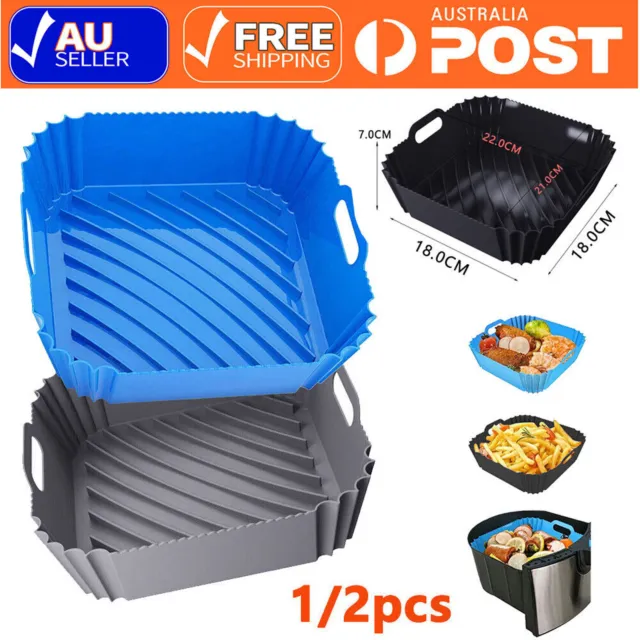 2x Air Fryer Silicone Pot Air Fryer Basket Liners Non-Stick
