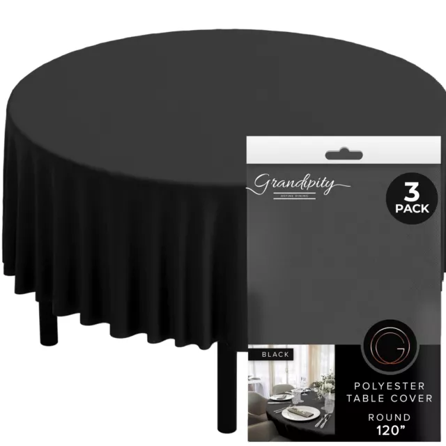 Round Tablecloth Black Tablecloths -120 Inch - Polyester Tablecloth - Stain &...