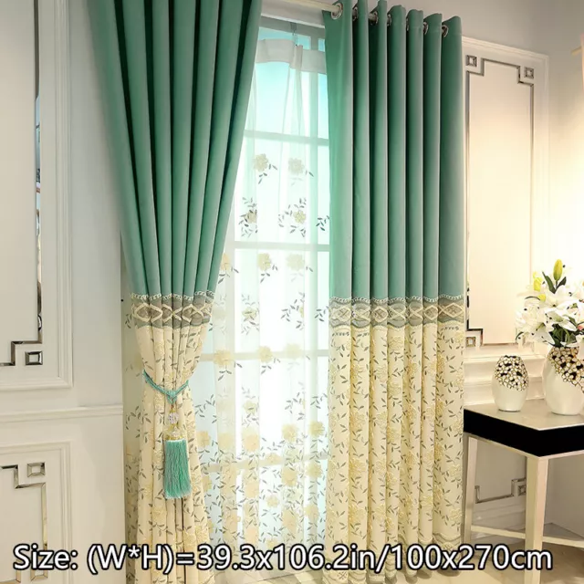 Bedroom Living Room Drape Curtain Fabric Cloth Floral Embroidery Countryside