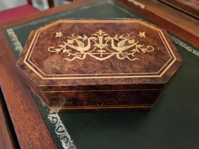 Antique Inlaid Sorrento Italian Dragon Box Burlwood