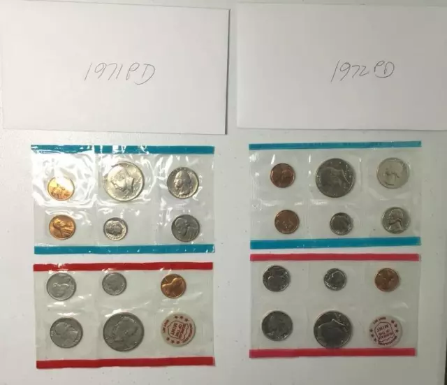 1971P & 1971D & 1972P & 1972D US Mint Sets! Old US Coins!