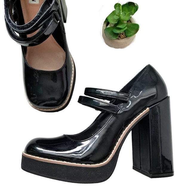 Punk Mary Jane High Heels - 8,5cm Absatz Pumps In Patent-Optik Für Party & Hochzeit