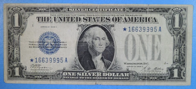 1928 A $1 U.S. Small Size Silver Certificate Star Note Funny Back FR# 1601*