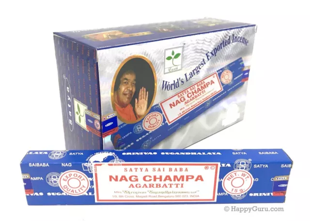 'Nag Champa' SALE 15g x 12 Packets Satya Sai Baba Incense Sticks 180g Box