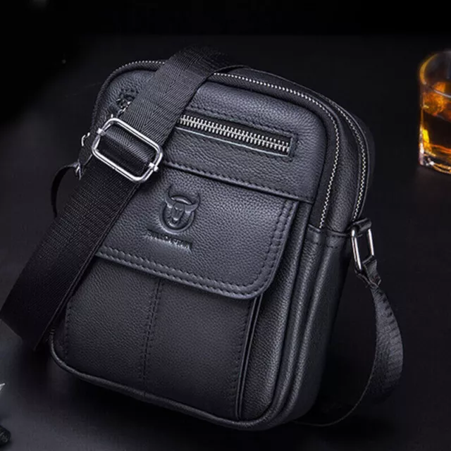 Mens Genuine Leather Messenger Bag Crossbody Bag Business Small Sling Shoulder F