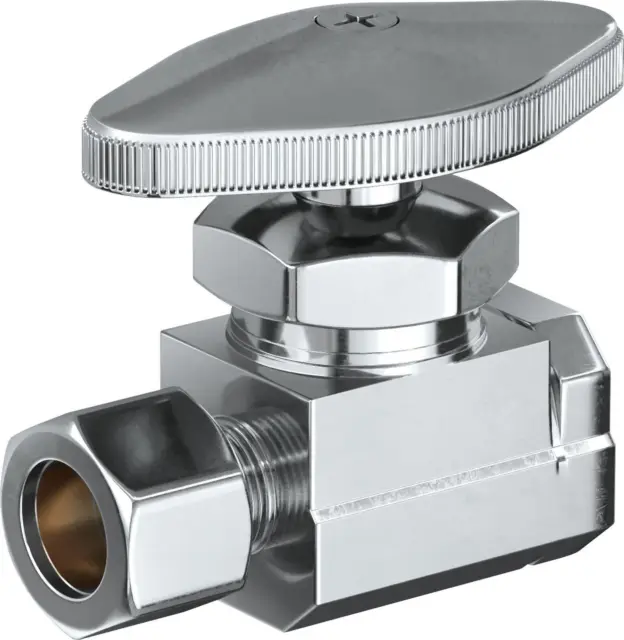 PlumbShop Straight Compression Fittings, Chrome, 5/8-in OD x 3/8-in OD,  1-pk