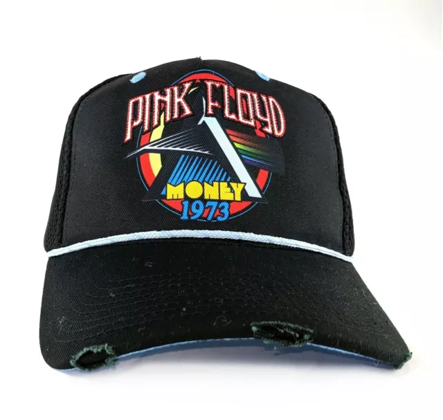 Pink Floyd Money distressed peak Unisex Black Trucker Snapback Cap Amplified