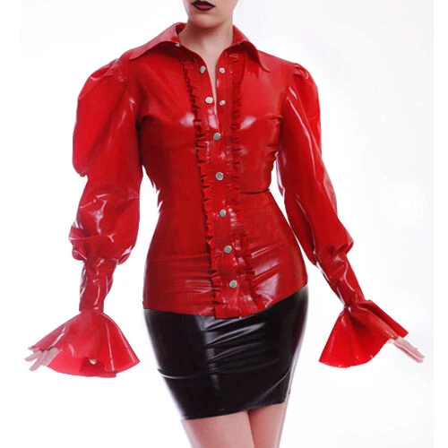 100% gomma lattice ruffle cappotto sexy bottoni sportivi top costume camicie 0,4 mm S-XXL