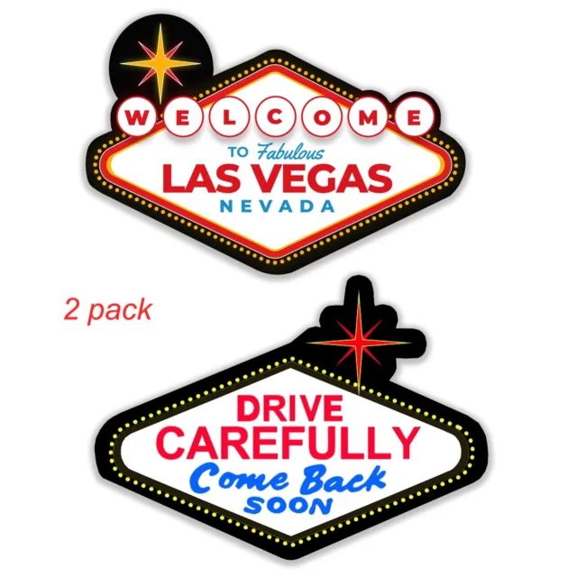 2 Pack Welcome to Fabulous Las Vegas Sign Sticker Decal Vinyl Nevada NV w/ Back