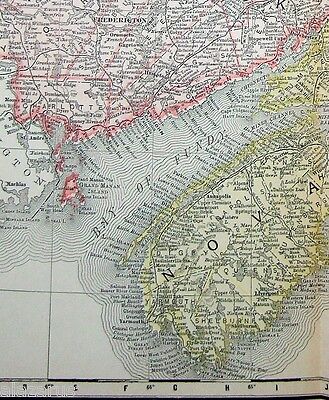 Original 1902 Map of New Brunswick, Nova Scotia & PEI by Rand McNally. Antique 2