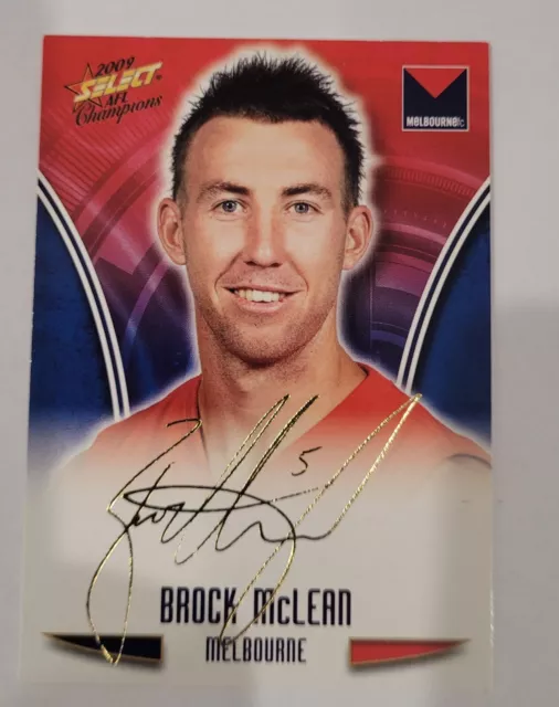 2009 Afl Select Champions Brock Mclean Melbourne Gold Foil Signature Card