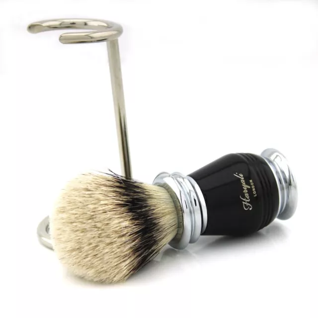 Pure Badger Hair Shaving Brush with Luxury Handle and Steel Stand Holder for Men