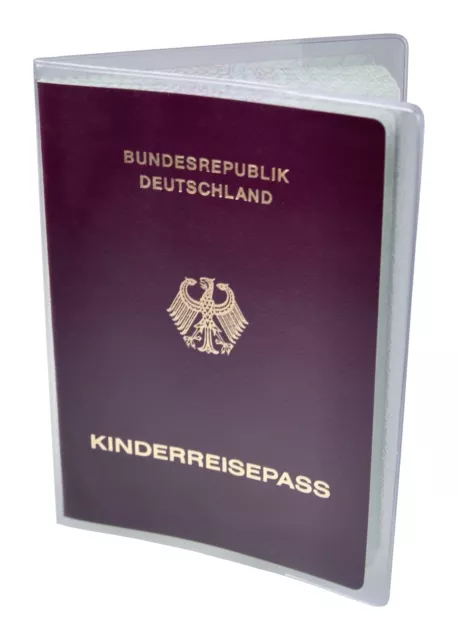 Kinderreisepass Schutzhülle Etui transparent mit Buchrücken Made in GER Mappe 1A